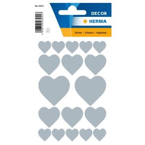 Herma Decor klistermrker/stickers - slv hjerter - 2 stk.