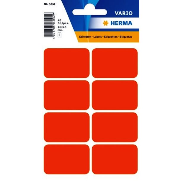 Herma Vario klistermrker/stickers - 26x40 - rd - 40 stk.