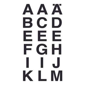 Herma bogstaver - A-Z - selvklbende - 20x20mm - sort glossy - 2 ark- i alt 36 stickers