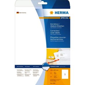 Herma etiketter - hvide p A4 - 210,0mmx297,0mm - 25 etiketter - Uigennemsigtig permanent klb
