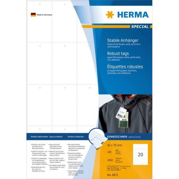 Herma slidstrk - mrkningslabel - 42x70 - 2000 stk.