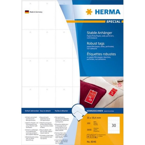 Herma slidstrke - papir/folie - labels - 35x59,4 - 3000 stk.