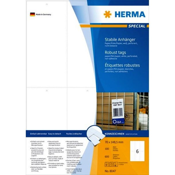 Herma etiket - slidstrk - tekstil 70x148 - 600 stk.