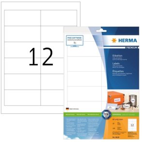 Herma etiketter - hvide p A4 - 96,5mmx42,3mm - 120 etiketter - Premium permanent klb