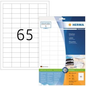 Herma etiketter - hvide p A4 - 38,1mmx21,2mm - 650 etiketter - Premium permanent klb