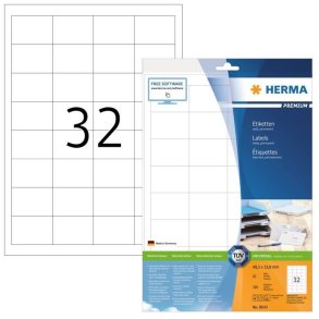Herma etiketter - hvide p A4 - 48,3mmx33,8mm - 320 etiketter - Premium permanent klb