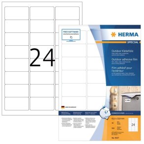 Herma etiketter - hvide p A4 - 63,3mmx33,9mm - 960 etiketter - ekstra strk folielabels