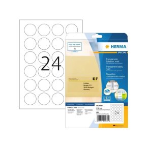 Herma 4236 runde selvkl�bende etiketter p� ark - �40mm - 600 Transparent plomberings etiketter
