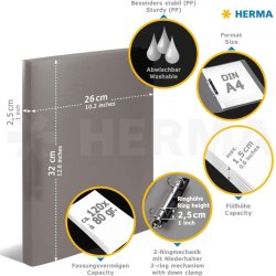Herma A4 ringbind - Transparent Hvid - 2 D-ringe - rygbredde 25mm