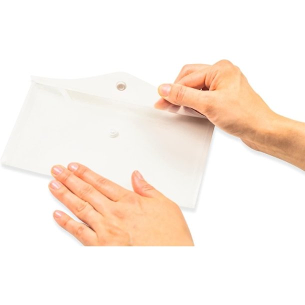 Herma kuvertmappe - 22x12cm - Gennemsigtig hvid - Knaplukning - 5 stk.