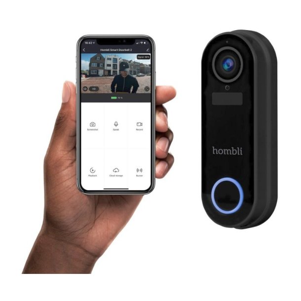 Hombli Smart Ringeklokke 2 - Ringeklokke 2 + klokke 2 - Sort - Promo Pack