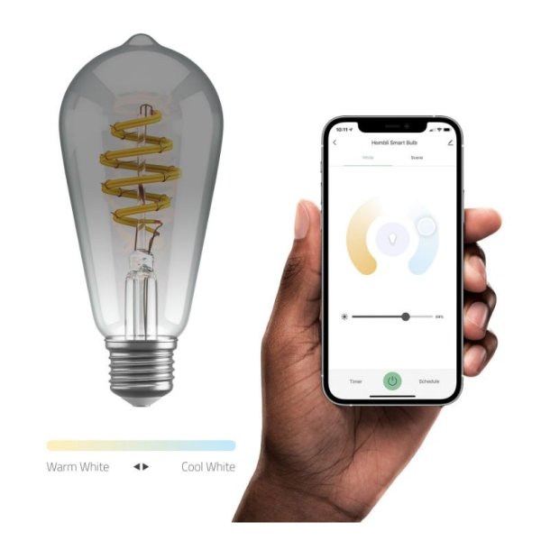 Hombli Smart bulb - ST64 CCT Filament (E27) - Smokey
