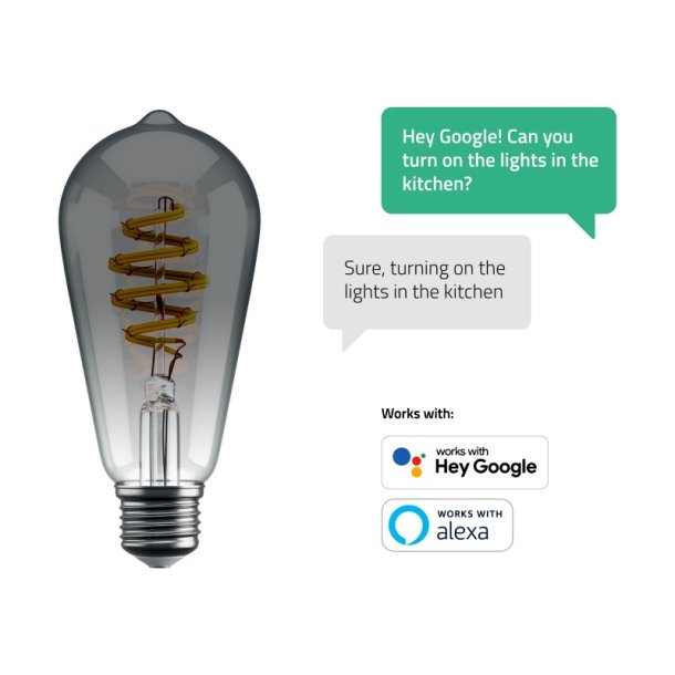 Hombli Smart bulb - ST64 CCT Filament (E27) - Smokey