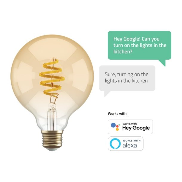 Hombli Smart bulb - G95 CCT Filament (E27) - Amber (Ravfarve)