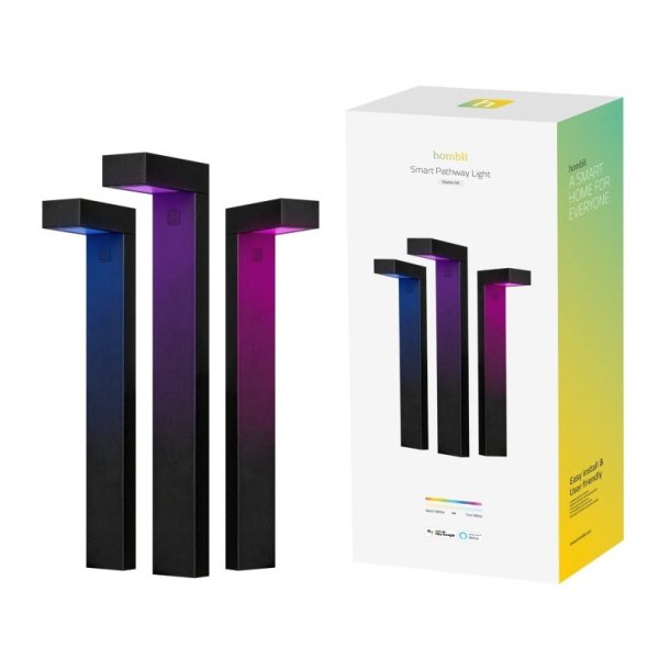Hombli Smart udendrs stibelysning - 3 stk. - sort (start Kit)
