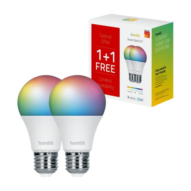 Hombli Smart bulb - 9W RGB &amp; CCT (E27) - Promo Pack