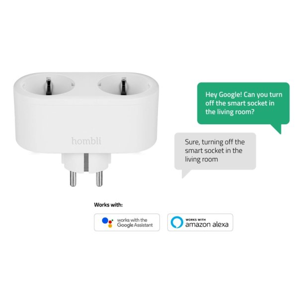 Hombli Smart dobbelt stikkontakt (EU) - Hvid