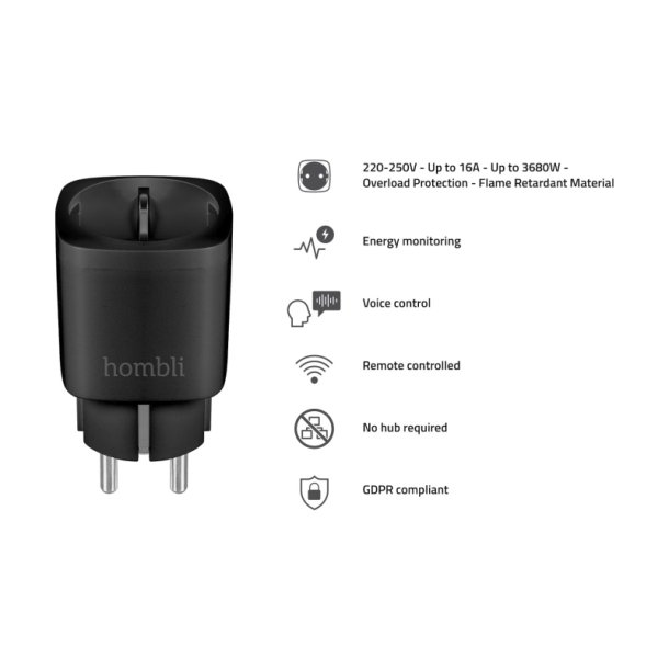 Hombli Smart Stikkontakt (EU) - Sort