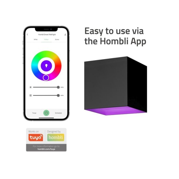 Hombli Smart udendrs vglampe - V2 - Justerbar lysstyrke og strlevinkel - sort