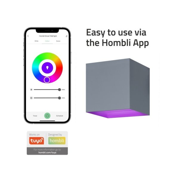 Hombli Smart udendrs vglampe - V2 - Justerbar lysstyrke og strlevinkel - gr