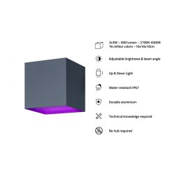 Hombli Smart udendrs vglampe - V2 - Justerbar lysstyrke og strlevinkel - gr