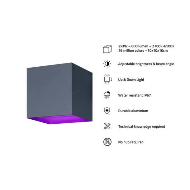 Hombli Smart udendrs vglampe - V2 - Justerbar lysstyrke og strlevinkel - gr