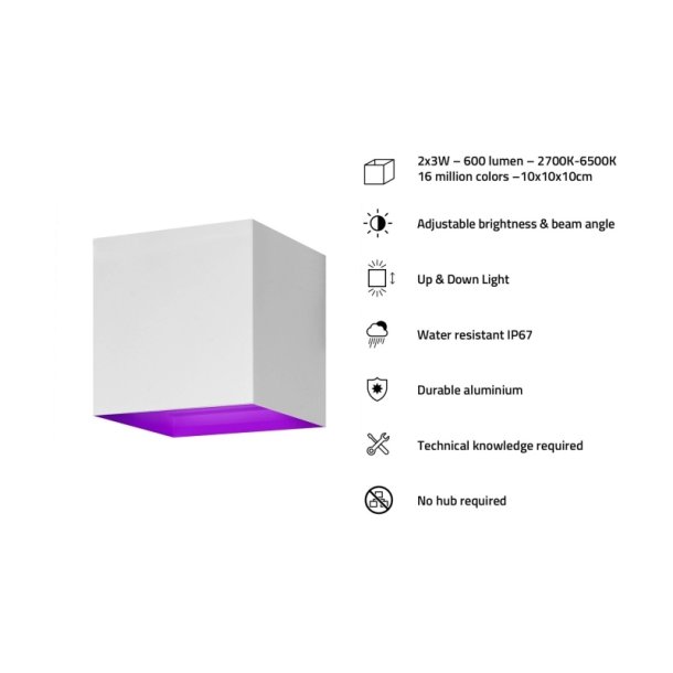 Hombli Smart udendrs vglampe - V2 - Justerbar lysstyrke og strlevinkel - hvid
