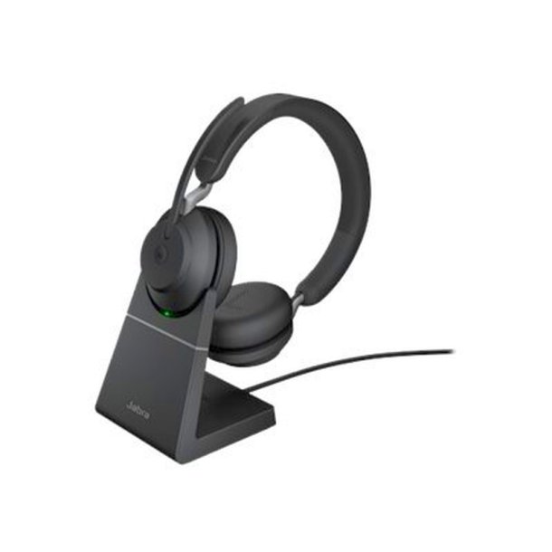 Jabra Evolve2 65 MS Stereo Headset - BT/trdls/USB-C - stjisolerende - sort m/opladerstand