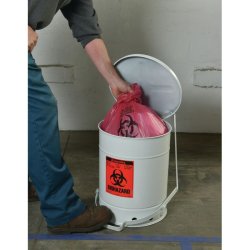Justrite Biohazard spand - 23 liter - fodpedal - FM- og TUV-godkendt