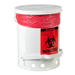 Justrite Biohazard spand - 38 liter - fodpedal - FM- og TUV-godkendt