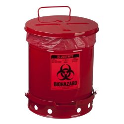 Justrite Biohazard spand - 38 liter - fodpedal - FM- og TUV-godkendt
