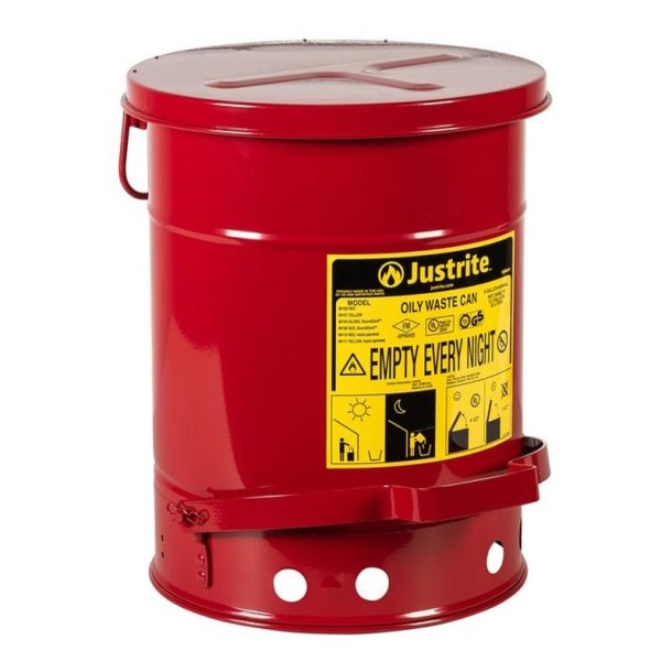 Justrite brandspand - 23 liter - med pedal - FM- og UL-godkendt - SoundGard