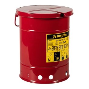 Justrite r�d brandspand med l�g - 23 liter - FM- og UL-godkendt - R�d