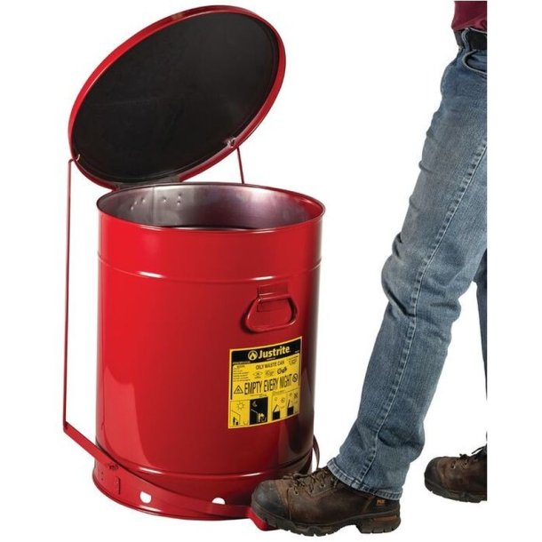 Justrite brandspand - 80 liter - fodpedal - FM- og UL-godkendt - SoundGard