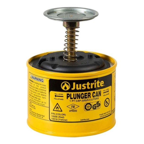 Justrite sikkerheds-stempeldåse - 0,5L Plunger Can 1008