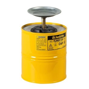 Justrite sikkerheds-stempeldse - Gul 3,8L Plunger Can 1008