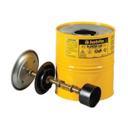 Justrite sikkerheds-stempeldse - Gul 3,8L Plunger Can 1008