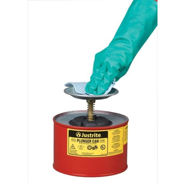 Justrite sikkerheds-stempeldse - Gul 1,9L Plunger Can 1008