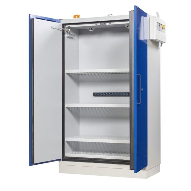 Justrite 226-LTD EN batteriskab til opbevaring/opladning af lithium batterier - brand og rgalarm