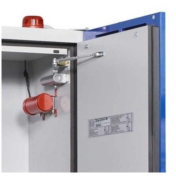 Justrite 226-LTE batteriskab til opbevaring/opladning af Lithium batterier - GSM alarm og autosluk