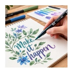Brushpenne til lettering, illustration og dekoration &mdash; pr�cise spidser og levende farver