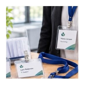 Navneskilte og bordkort &mdash; til m�der, konferencer og daglig identifikation