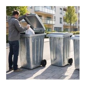 metal skraldespand, metal skraldespand udend�rs, Metal skraldespand med l�g, st�l skraldespand, skraldespand metal, galvaniseret skraldespand