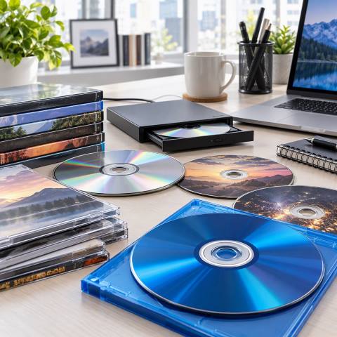 CD-R og DVD-R optiske diske til lagring, backup og arkivering af data og musik