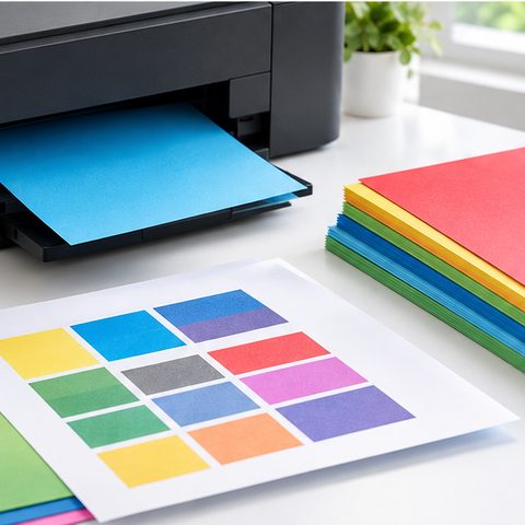 Farvet papir i A4 til print, tegning og kreative projekter