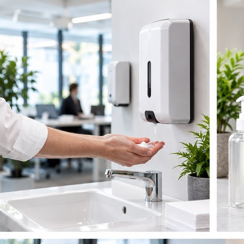 Håndsæbe og håndsprit til daglig hygiejne på arbejdspladsen