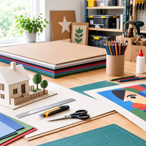 Tykt kraftigt karton til skoleundervisning, hobbyprojekter og professionelt v&aelig;rksted
