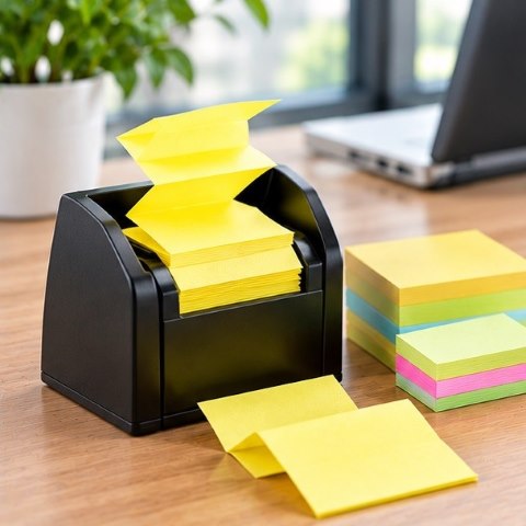 Post-it Z-notes 76x76 gul med Z-foldning til dispenser fra 3M &mdash; recycled og super sticky
