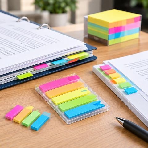 Post-it index pil 11x43 mm 5 farver kn&aelig;k 50x38 neon 4 farver og 96 dispenser fra 3M til m&oslash;der