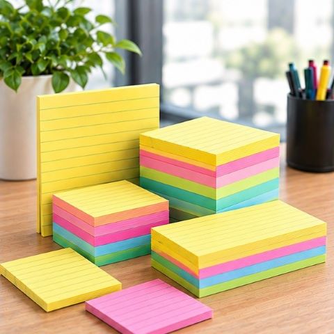 Post-it linieret Super Sticky 102x152 mm i 3 neonfarver og 101x101 Oasis 5-farver fra 3M